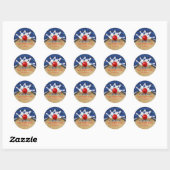 Blauwe diamantreep, stripe strike marmering ronde sticker (Vel)