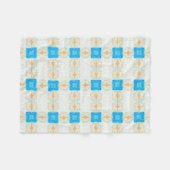 Blauwe diamantturquoise crème geometrische kunst fleece deken (Voorkant (Horizontaal))