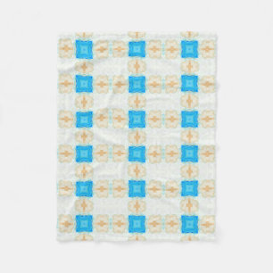 Blauwe diamantturquoise crème geometrische kunst fleece deken