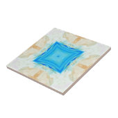 Blauwe diamantturquoise crème geometrische kunst tegeltje (Zijkant)