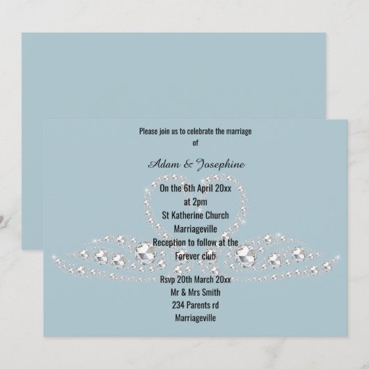BLAUWE DIAMOND SWAN ELEGANT WEDING KAART (Voorkant / Achterkant)