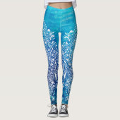 Blauwe diepe oceaan achtergrond wit Ornament Leggings (Voorkant)