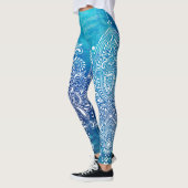 Blauwe diepe oceaan achtergrond wit Ornament Leggings (Links)