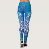 Blauwe diepe oceaan achtergrond wit Ornament Leggings (Achterkant)