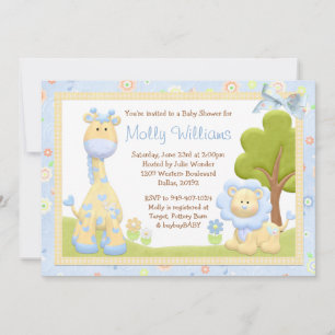 Blauwe dieren Baby shower Kaart