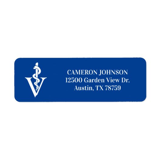Blauwe dierenarts Dierenkliniek Retouradres Etiket (Voorkant)