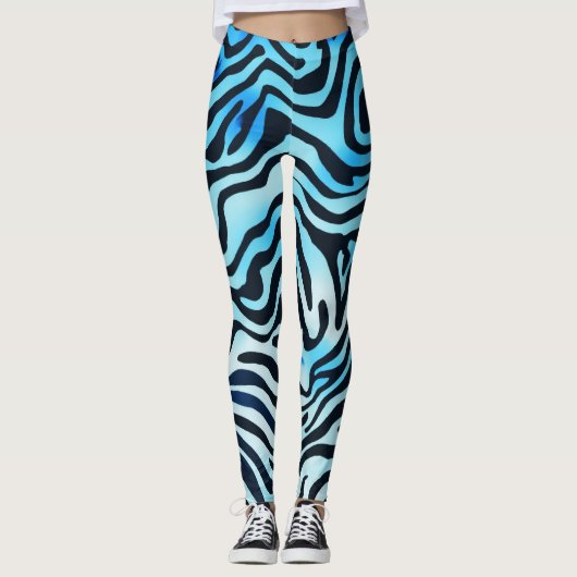 Blauwe dierlijke afdrukken leggings (Voorkant)