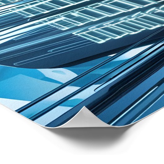 Blauwe digitale binaire gegevens op computerscherm poster (Hoek)