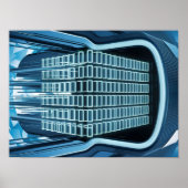 Blauwe digitale binaire gegevens op computerscherm poster (Voorkant)