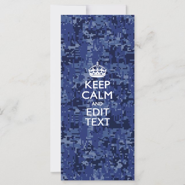 Blauwe digitale camo BEHOUD CALM EN geef Tekst uit (Voorkant)