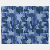 Blauwe digitale camouflage fleece deken (Voorkant (Horizontaal))