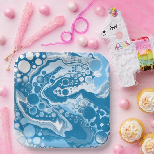 Blauwe digitale flexibele tekenkleuren voor het ve papieren bordje (Feest)