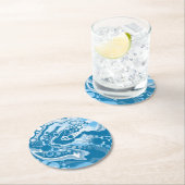 Blauwe digitale flexibele tekenkleuren voor het ve ronde kartonnen onderzetter (Insitu)