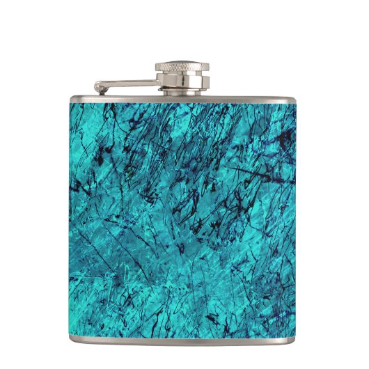 Blauwe digitale kunst met veel gemengde/labyrint l heupfles (Voorkant)