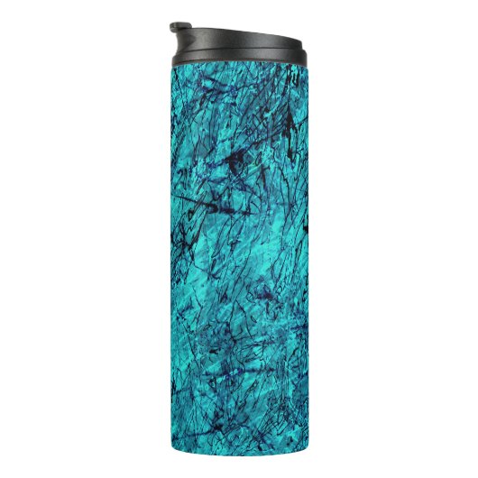 Blauwe digitale kunst met veel gemengde/labyrint l thermosbeker (Geroteerd rechts)