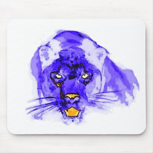 Blauwe Digitale Pop Kunst Jaguar Muismat (Voorkant)