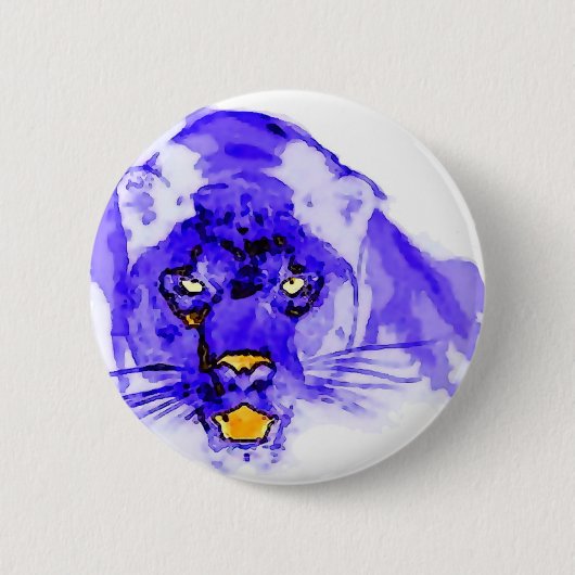 Blauwe Digitale Pop Kunst Jaguar Ronde Button 5,7 Cm (Voorkant)