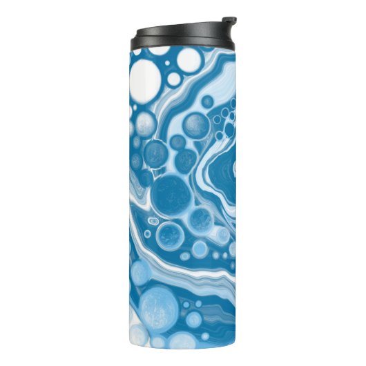 Blauwe digitale pour-schilderende, vloeibare teken thermosbeker (Gedraaid links)