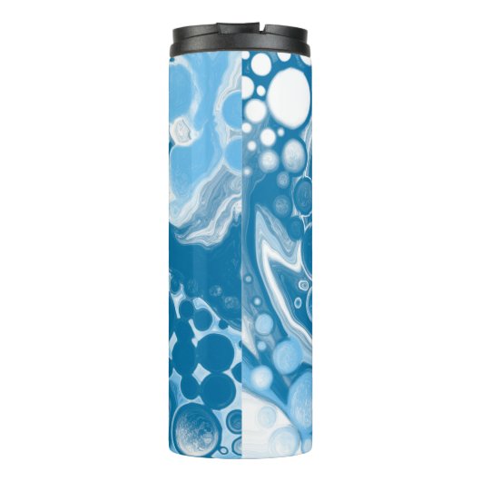 Blauwe digitale pour-schilderende, vloeibare teken thermosbeker (Achterkant)