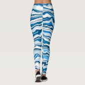 Blauwe digitale tapes met marmerbare strepen leggings (Achterkant)