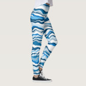 Blauwe digitale tapes met marmerbare strepen leggings (Rechts)