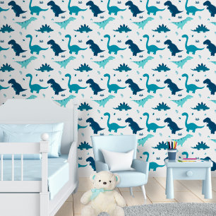 Blauwe Dinosaur Baby Jongens Slaapkamer Afneembare Behang