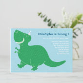 Blauwe Dinosaur Birthday Party - Uitnodigingen (Staand voorkant)