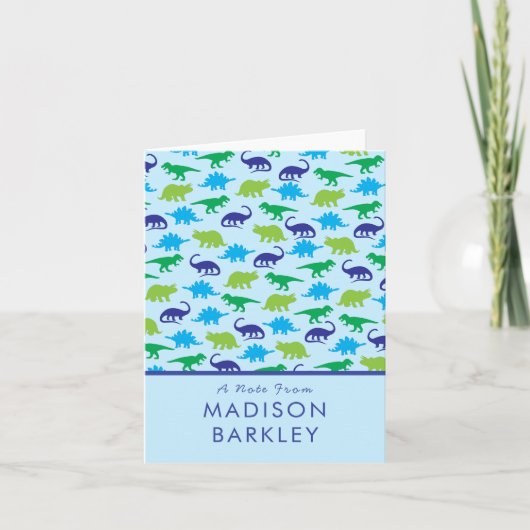 Blauwe Dinosaur Kus Kinderen Briefkaarten (Voorkant)