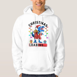 Blauwe Dinosaur T Rex Kerst Laden Hoodie