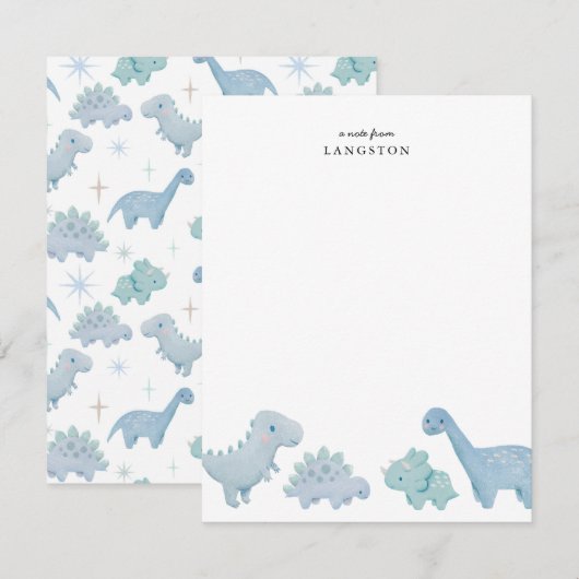 Blauwe Dinosauriërs Kinderen Notitiekaart Notitiekaartje (Voorkant / Achterkant)