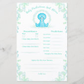 Blauwe Dinosaurus Baby Shower Voorspellingen en Ad (Voorkant)