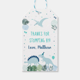 Blauwe dinosaurus-Bedankt voor stempelen op zondag Cadeaulabel