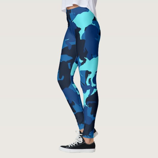 Blauwe dinosaurus Camouflage Pattern-Leggings Leggings (Links)