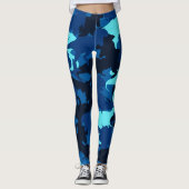 Blauwe dinosaurus Camouflage Pattern-Leggings Leggings (Voorkant)