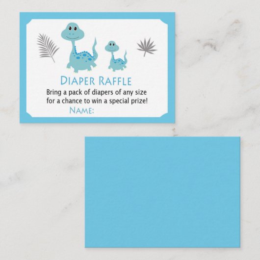 Blauwe dinosaurus Diaper Raffle Tickets (Voorkant / Achterkant)