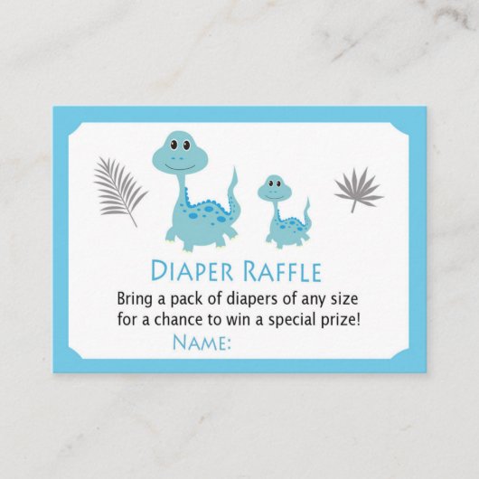 Blauwe dinosaurus Diaper Raffle Tickets (Voorkant)