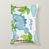 Blauwe dinosaurus gepersonaliseerde baby naam kuss accent kussen (Voorkant(Verticaal))