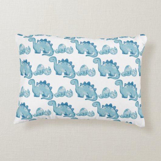 Blauwe dinosaurus gepersonaliseerde baby naam kuss accent kussen (Achterkant)