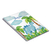 Blauwe dinosaurus, gepersonaliseerde naam notitieboek (Rechterzijde)