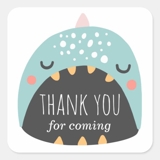 Blauwe dinosaurus. Jongen verjaardag bedankt voor  Vierkante Sticker (Voorkant)