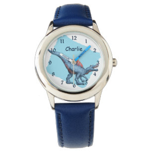 Blauwe dinosaurus Kind Horloge