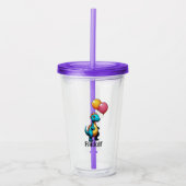 Blauwe dinosaurus met ballonnen acryl drinkbeker (Voorkant)