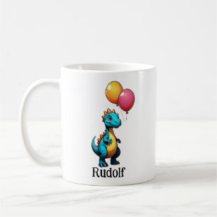 Blauwe dinosaurus met ballonnen koffiemok