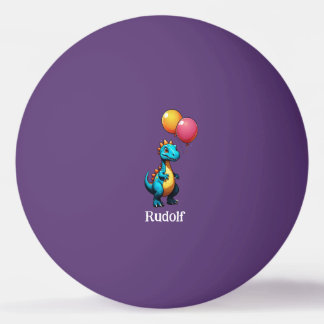 Blauwe dinosaurus met ballonnen pingpongbal