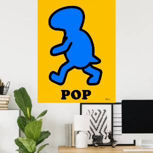Blauwe Dinosaurus Pop Art Poster – Cartoon Prehist