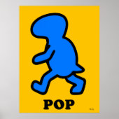 Blauwe Dinosaurus Pop Art Poster – Cartoon Prehist (Voorkant)