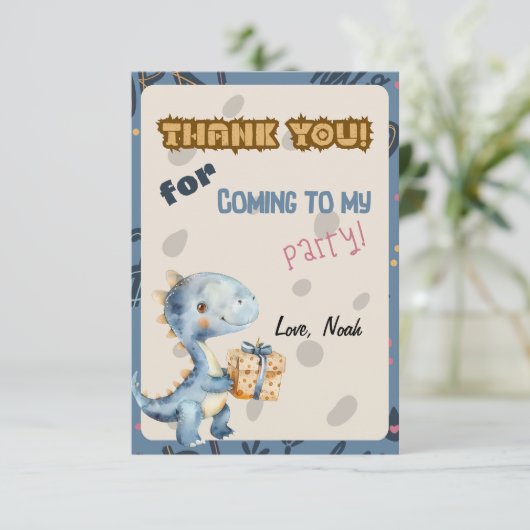 Blauwe Dinosaurus Rawer Dank u Kaarten (Staand voorkant)