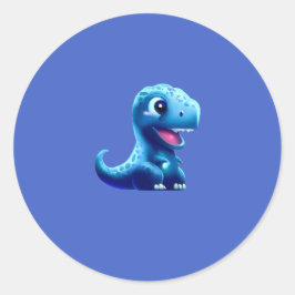 Blauwe dinosaurus schattig ronde sticker