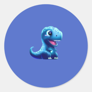 Blauwe dinosaurus schattig ronde sticker