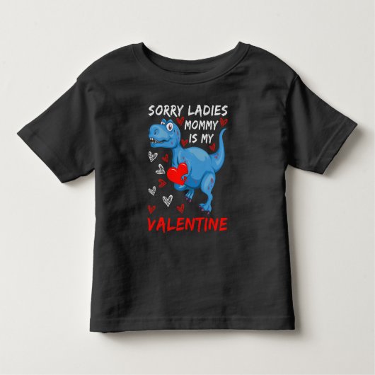 Blauwe Dinosaurus Sorry Dames Mama is mijn Valenti Kinder Shirts (Voorkant)